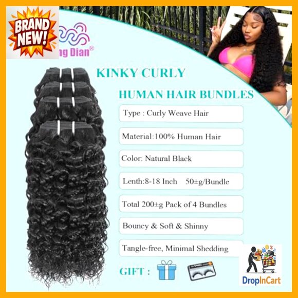 Kinky Curly Human Hair Extensions Brazilian Virgin Quick Weave Bundles Soft main image 4